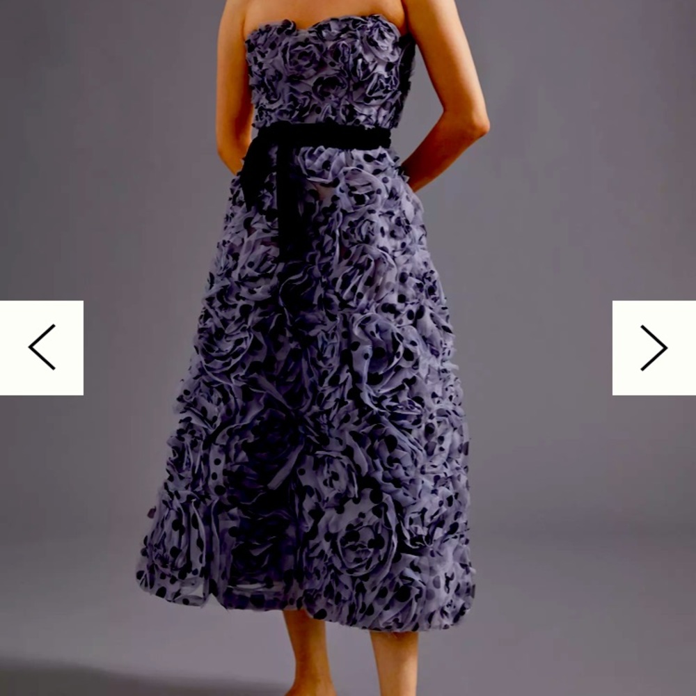 Beautiful Anthropologie strapless dress worn once , beautiful material!